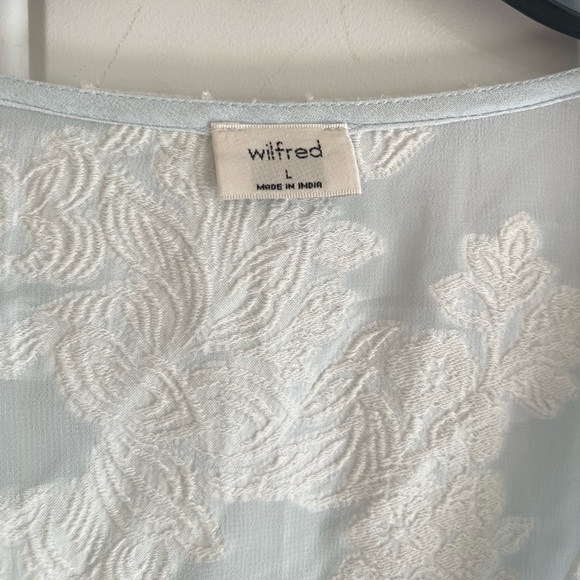 Aritzia Wilfred Henrietta Shirt Large Baby Blue Long Sleeve Semi Sheer Button Up - Picture 2 of 12